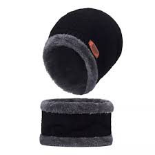 Beanie Wool Cap with Neck Warmer for Men Women- Warm Winter Caps for Boys