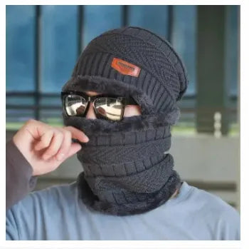 Beanie Wool Cap with Neck Warmer for Men Women- Warm Winter Caps for Boys