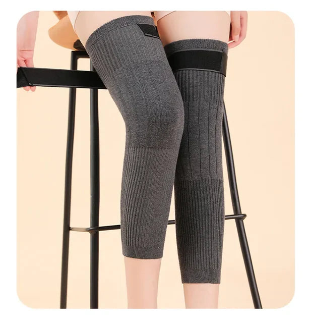 Winter Thermal Fleece Knee Warmer Pair with Strap Adjustable for Men & Women